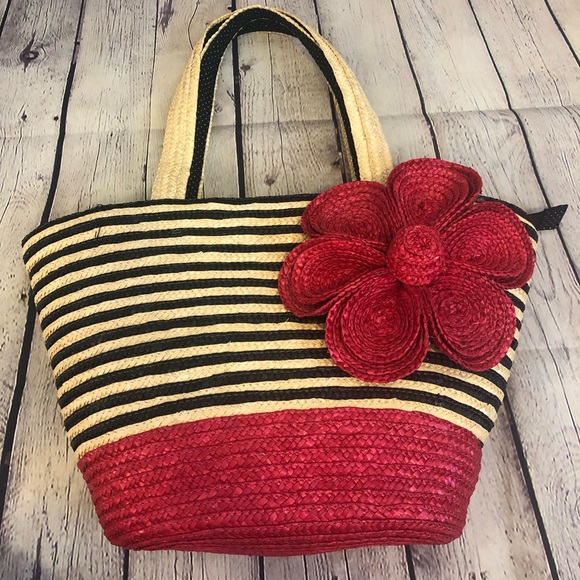 Beautiful handmade large 100% wheat straw tote - Picture 6 of 8